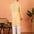 Cotton stripe knee length beige kurta and pyjama