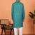 Cotton stripe knee length teal blue kurta and pyjama