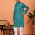 Cotton stripe knee length teal blue kurta and pyjama