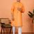 Cotton stripe knee length orange kurta and pyjama