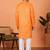 Cotton stripe knee length orange kurta and pyjama