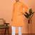 Cotton stripe knee length orange kurta and pyjama