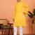 Cotton stripe knee length yellow kurta and pyjama