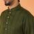 Cotton silk sequenced thread work olive green festive kurta with pyjamas