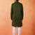 Cotton silk sequenced thread work olive green festive kurta with pyjamas