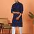 Chikan embroidered cotton rayon navy blue kurta and pyjama