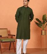 Chikan embroidered cotton rayon green kurta and pyjama