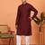 Chikan embroidered cotton rayon maroon kurta and pyjama