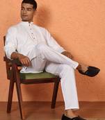 Chikan embroidered cotton rayon white kurta and pyjama