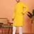 Chikan embroidered cotton rayon yellow kurta and pyjama