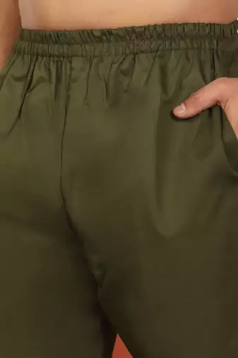 Viscos rayon olive green pathani kurta and pyjamas