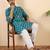 Ethnic motifs jaipuri printed 100% cotton teal blue kurta with pyjamas