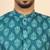 Ethnic motifs jaipuri printed 100% cotton teal blue kurta with pyjamas