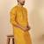 Ethinic motifs jacquard mustard festive kurta with pyjamas