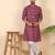Ethnic motifs jaipuri printed 100% cotton wine kurta with pyjamas