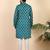 Ethnic motifs jaipuri printed 100% cotton teal blue kurta with pyjamas