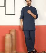 Viscos rayon navy blue pathani kurta and pyjamas