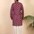 Ethnic motifs jaipuri printed 100% cotton wine kurta with pyjamas