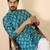 Ethnic motifs jaipuri printed 100% cotton teal blue kurta with pyjamas
