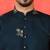 Cotton silk ethnic motifs embroidered navy blue kurta with pyjamas