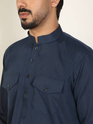 Viscos rayon navy blue pathani kurta and pyjamas 2