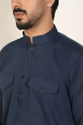 Viscos rayon navy blue pathani kurta and pyjamas