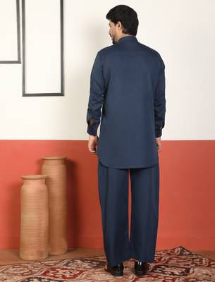 Viscos rayon navy blue pathani kurta and pyjamas 3