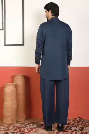 Viscos rayon navy blue pathani kurta and pyjamas