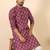 Ethnic motifs jaipuri printed 100% cotton wine kurta with pyjamas