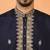 Cotton silk sequenced & embroidered navy blue kurta set with dupatta