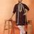 Cotton silk yoke design embroidered wine kurta set with dupatta
