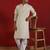 Khadi cotton solid knee length off white kurta and pyjama