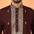 Cotton silk yoke design embroidered wine kurta set with dupatta