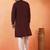 Cotton silk yoke design embroidered wine kurta set with dupatta