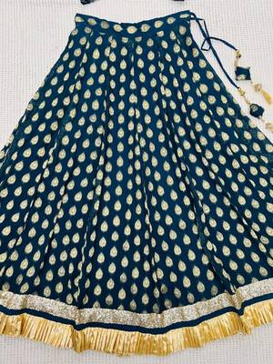 TEAL-BLUE BANARASI viscose LEHENGA CHOLI WITH DUPATTA 5