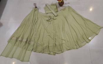 Pista Green Umbrella Cut Lehenga Choli for Wedding Functions For Women's 5
