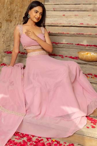 Pink  Umbrella Cut Lehenga Choli for Wedding Functions For Women's