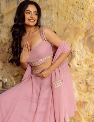 Pink  Umbrella Cut Lehenga Choli for Wedding Functions For Women's 3