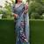 Colourblocked mirror work designer bandhani saree