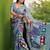 Colourblocked mirror work designer bandhani saree
