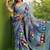 Colourblocked mirror work designer bandhani saree
