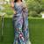 Colourblocked mirror work designer bandhani saree