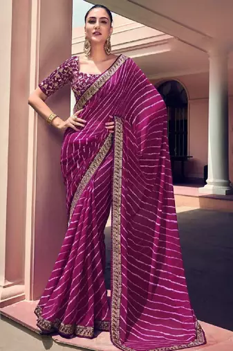 Leheriya zari pure georgette handloom bandhani saree