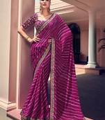 Leheriya zari pure georgette handloom bandhani saree