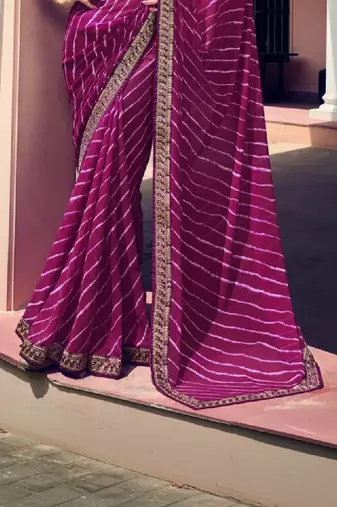 Leheriya zari pure georgette handloom bandhani saree