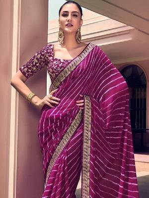 Leheriya zari pure georgette handloom bandhani saree 3