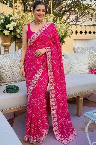 Bandhani embroidered pure georgette bandhani saree