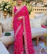 Bandhani embroidered pure georgette bandhani saree