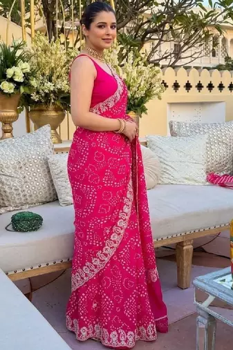 Bandhani embroidered pure georgette bandhani saree