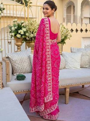 Bandhani embroidered pure georgette bandhani saree 3